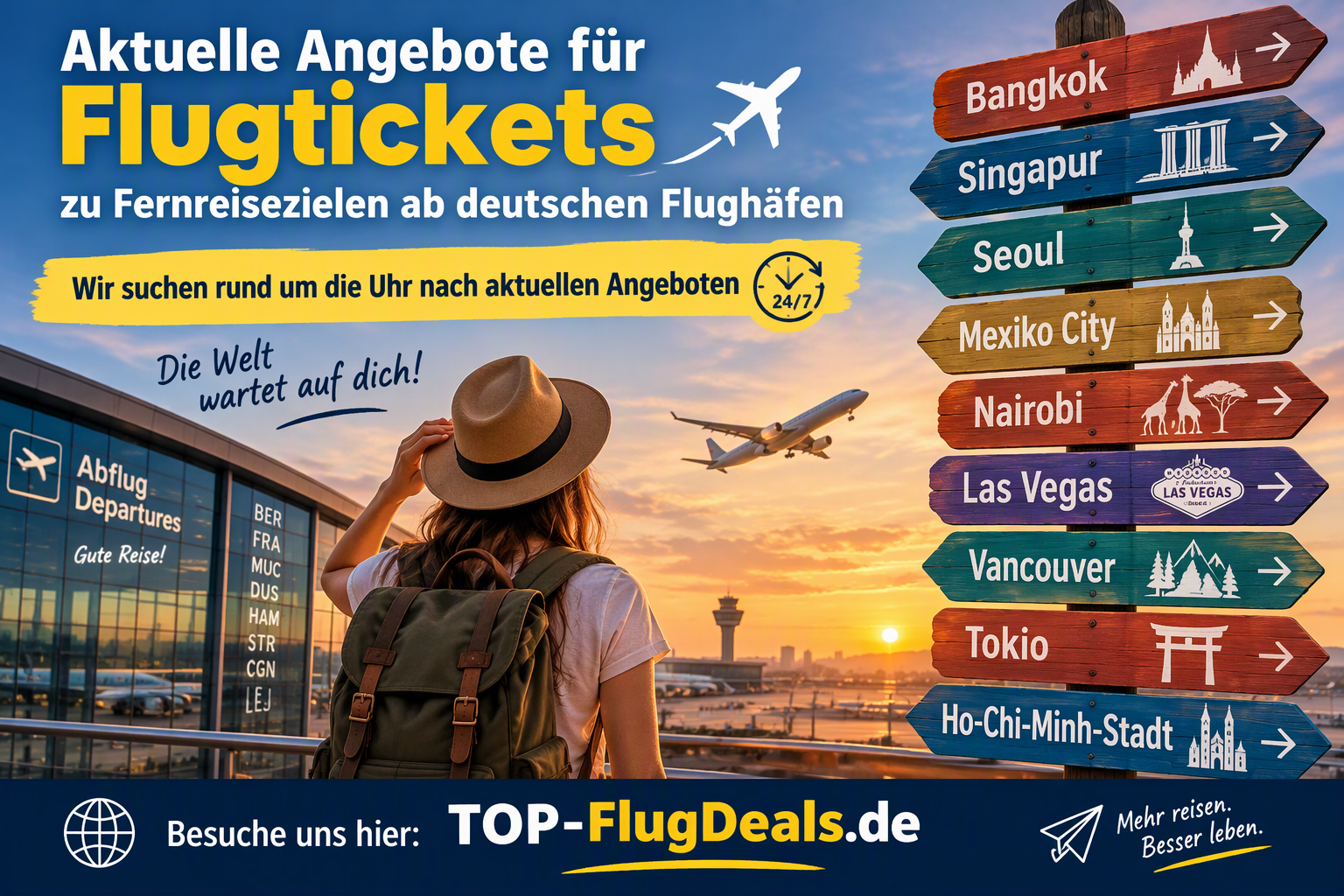 Aktuelle Angebote für Flugtickets zu Fernreisezielen